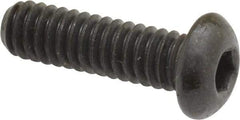 Made in USA - 1/4-20 UNC Hex Socket Drive, Button Screw - Alloy Steel, Black Oxide Finish, Fully Threaded, 7/8" Length Under Head - Apex Tool & Supply