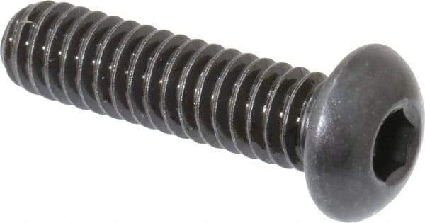 Made in USA - 1/4-20 UNC Hex Socket Drive, Button Screw - Alloy Steel, Black Oxide Finish, Fully Threaded, 1" Length Under Head - Apex Tool & Supply