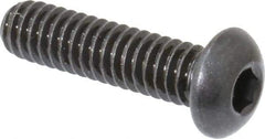 Made in USA - 1/4-20 UNC Hex Socket Drive, Button Screw - Alloy Steel, Black Oxide Finish, Fully Threaded, 1" Length Under Head - Apex Tool & Supply