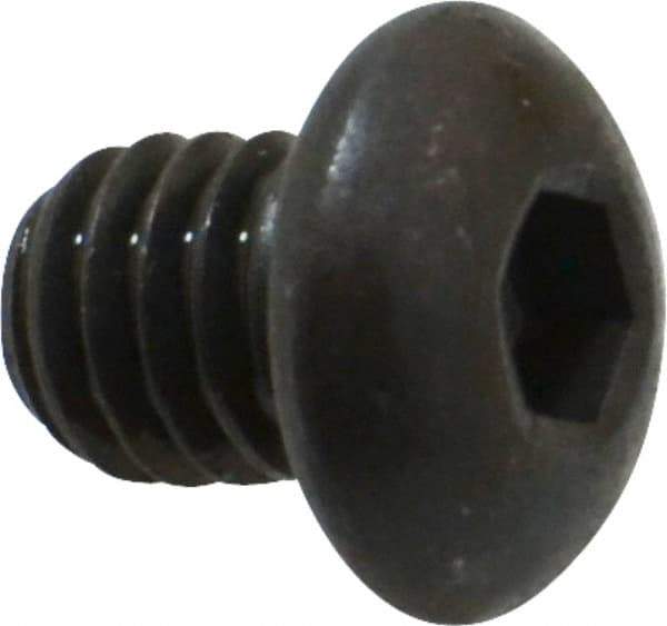 Made in USA - 5/16-18 UNC Hex Socket Drive, Button Screw - Alloy Steel, Black Oxide Finish, Fully Threaded, 3/8" Length Under Head - Apex Tool & Supply
