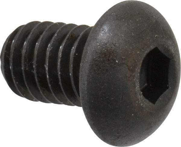 Made in USA - 5/16-18 UNC Hex Socket Drive, Button Screw - Alloy Steel, Black Oxide Finish, Fully Threaded, 1/2" Length Under Head - Apex Tool & Supply