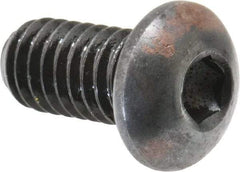 Made in USA - 5/16-18 UNC Hex Socket Drive, Button Screw - Alloy Steel, Black Oxide Finish, Fully Threaded, 5/8" Length Under Head - Apex Tool & Supply