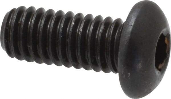 Made in USA - 5/16-18 UNC Hex Socket Drive, Button Screw - Alloy Steel, Black Oxide Finish, Fully Threaded, 3/4" Length Under Head - Apex Tool & Supply
