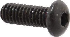 Made in USA - 5/16-18 UNC Hex Socket Drive, Button Screw - Alloy Steel, Black Oxide Finish, Fully Threaded, 7/8" Length Under Head - Apex Tool & Supply
