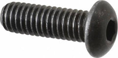 Made in USA - 5/16-18 UNC Hex Socket Drive, Button Screw - Alloy Steel, Black Oxide Finish, Fully Threaded, 1" Length Under Head - Apex Tool & Supply