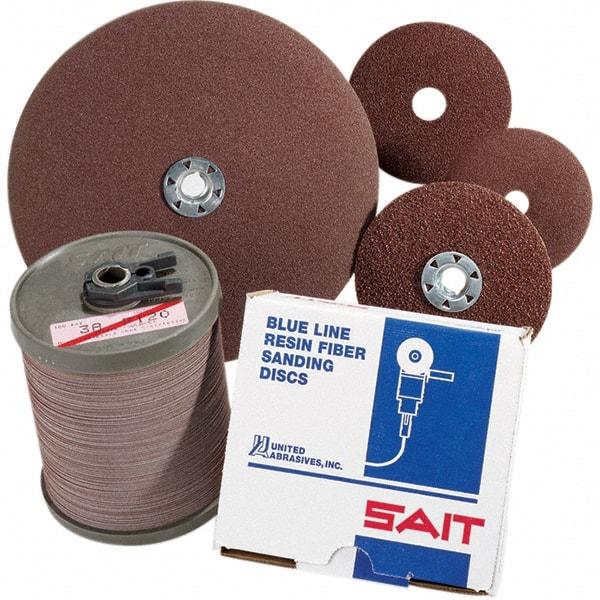 Sait - 4-1/2" Diam 7/8" Hole 80 Grit Fiber Disc - Medium Grade, Aluminum Oxide, 11,000 Max RPM, Series 2A - Apex Tool & Supply