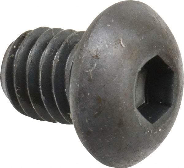 Made in USA - 3/8-16 UNC Hex Socket Drive, Button Screw - Alloy Steel, Black Oxide Finish, Fully Threaded, 1/2" Length Under Head - Apex Tool & Supply