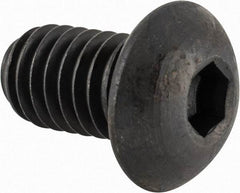 Made in USA - 3/8-16 UNC Hex Socket Drive, Button Screw - Alloy Steel, Black Oxide Finish, Fully Threaded, 5/8" Length Under Head - Apex Tool & Supply