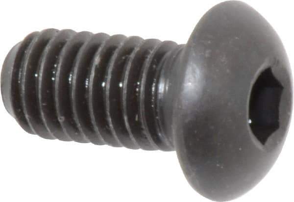Made in USA - 3/8-16 UNC Hex Socket Drive, Button Screw - Alloy Steel, Black Oxide Finish, Fully Threaded, 3/4" Length Under Head - Apex Tool & Supply