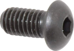 Made in USA - 3/8-16 UNC Hex Socket Drive, Button Screw - Alloy Steel, Black Oxide Finish, Fully Threaded, 3/4" Length Under Head - Apex Tool & Supply