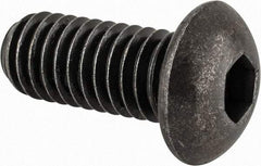 Made in USA - 3/8-16 UNC Hex Socket Drive, Button Screw - Alloy Steel, Black Oxide Finish, Fully Threaded, 7/8" Length Under Head - Apex Tool & Supply