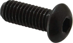 Made in USA - 3/8-16 UNC Hex Socket Drive, Button Screw - Alloy Steel, Black Oxide Finish, Fully Threaded, 1" Length Under Head - Apex Tool & Supply