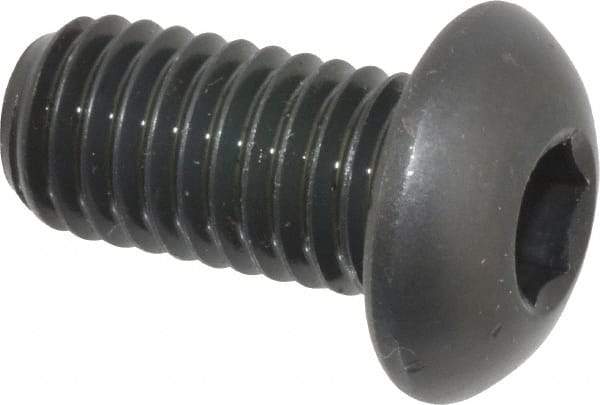 Made in USA - 1/2-13 UNC Hex Socket Drive, Button Screw - Alloy Steel, Black Oxide Finish, Fully Threaded, 1" Length Under Head - Apex Tool & Supply