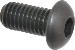 Made in USA - 1/2-13 UNC Hex Socket Drive, Button Screw - Alloy Steel, Black Oxide Finish, Fully Threaded, 1" Length Under Head - Apex Tool & Supply