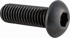 Made in USA - 1/2-13 UNC Hex Socket Drive, Button Screw - Alloy Steel, Black Oxide Finish, Fully Threaded, 1-1/2" Length Under Head - Apex Tool & Supply