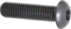 Made in USA - 1/2-13 UNC Hex Socket Drive, Button Screw - Alloy Steel, Black Oxide Finish, Fully Threaded, 2" Length Under Head - Apex Tool & Supply
