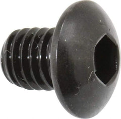 Made in USA - #10-32 UNF Hex Socket Drive, Button Screw - Alloy Steel, Black Oxide Finish, Fully Threaded, 1/4" Length Under Head - Apex Tool & Supply