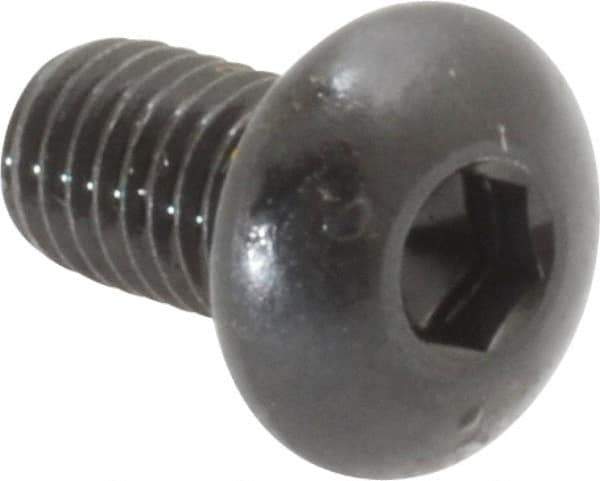 Made in USA - #10-32 UNF Hex Socket Drive, Button Screw - Alloy Steel, Black Oxide Finish, Fully Threaded, 3/8" Length Under Head - Apex Tool & Supply