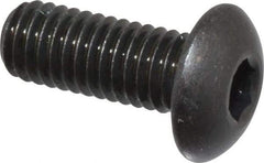 Made in USA - #10-32 UNF Hex Socket Drive, Button Screw - Alloy Steel, Black Oxide Finish, Fully Threaded, 1/2" Length Under Head - Apex Tool & Supply