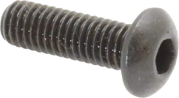 Made in USA - #10-32 UNF Hex Socket Drive, Button Screw - Alloy Steel, Black Oxide Finish, Fully Threaded, 5/8" Length Under Head - Apex Tool & Supply