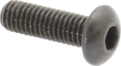 Made in USA - #10-32 UNF Hex Socket Drive, Button Screw - Alloy Steel, Black Oxide Finish, Fully Threaded, 5/8" Length Under Head - Apex Tool & Supply