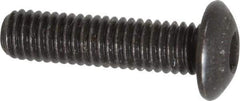 Made in USA - #10-32 UNF Hex Socket Drive, Button Screw - Alloy Steel, Black Oxide Finish, Fully Threaded, 3/4" Length Under Head - Apex Tool & Supply
