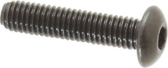 Made in USA - #10-32 UNF Hex Socket Drive, Button Screw - Alloy Steel, Black Oxide Finish, Fully Threaded, 7/8" Length Under Head - Apex Tool & Supply