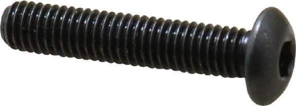 Made in USA - #10-32 UNF Hex Socket Drive, Button Screw - Alloy Steel, Black Oxide Finish, Fully Threaded, 1" Length Under Head - Apex Tool & Supply