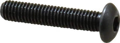 Made in USA - #10-32 UNF Hex Socket Drive, Button Screw - Alloy Steel, Black Oxide Finish, Fully Threaded, 1" Length Under Head - Apex Tool & Supply