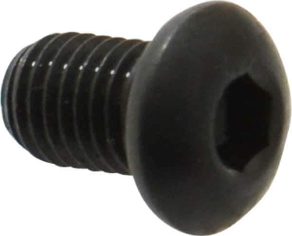 Made in USA - 1/4-28 UNF Hex Socket Drive, Button Screw - Alloy Steel, Black Oxide Finish, Fully Threaded, 3/8" Length Under Head - Apex Tool & Supply