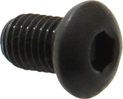 Made in USA - 1/4-28 UNF Hex Socket Drive, Button Screw - Alloy Steel, Black Oxide Finish, Fully Threaded, 3/8" Length Under Head - Apex Tool & Supply