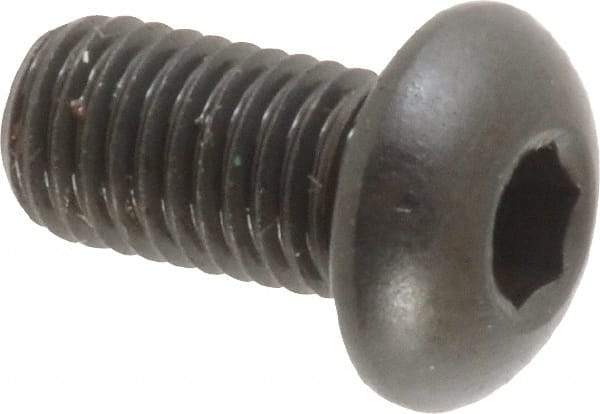 Made in USA - 1/4-28 UNF Hex Socket Drive, Button Screw - Alloy Steel, Black Oxide Finish, Fully Threaded, 1/2" Length Under Head - Apex Tool & Supply