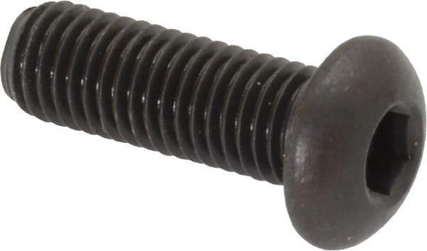 Made in USA - 1/4-28 UNF Hex Socket Drive, Button Screw - Alloy Steel, Black Oxide Finish, Fully Threaded, 3/4" Length Under Head - Apex Tool & Supply