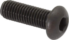 Made in USA - 1/4-28 UNF Hex Socket Drive, Button Screw - Alloy Steel, Black Oxide Finish, Fully Threaded, 3/4" Length Under Head - Apex Tool & Supply