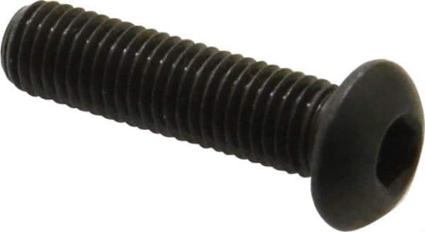 Made in USA - 1/4-28 UNF Hex Socket Drive, Button Screw - Alloy Steel, Black Oxide Finish, Fully Threaded, 1" Length Under Head - Apex Tool & Supply