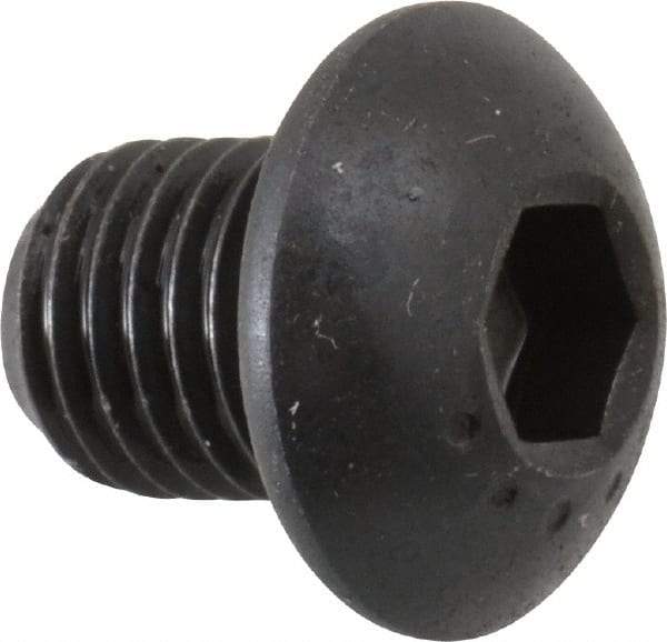 Made in USA - 5/16-24 UNF Hex Socket Drive, Button Screw - Alloy Steel, Black Oxide Finish, Fully Threaded, 3/8" Length Under Head - Apex Tool & Supply