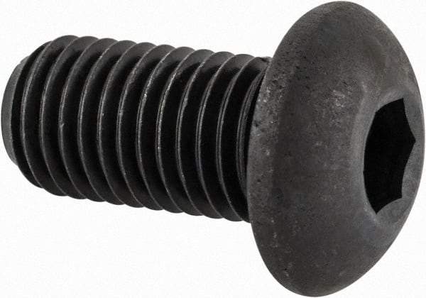 Made in USA - 5/16-24 UNF Hex Socket Drive, Button Screw - Alloy Steel, Black Oxide Finish, Fully Threaded, 5/8" Length Under Head - Apex Tool & Supply