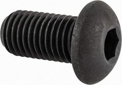 Made in USA - 5/16-24 UNF Hex Socket Drive, Button Screw - Alloy Steel, Black Oxide Finish, Fully Threaded, 5/8" Length Under Head - Apex Tool & Supply