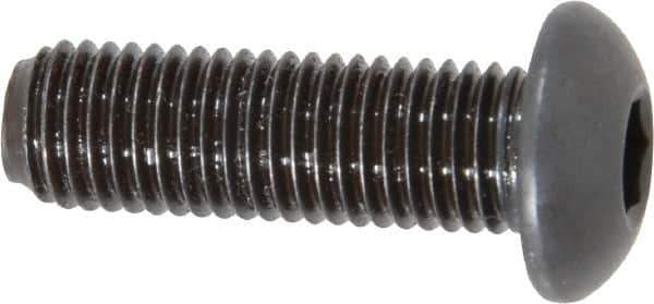 Made in USA - 5/16-24 UNF Hex Socket Drive, Button Screw - Alloy Steel, Black Oxide Finish, Fully Threaded, 1" Length Under Head - Apex Tool & Supply