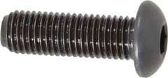 Made in USA - 5/16-24 UNF Hex Socket Drive, Button Screw - Alloy Steel, Black Oxide Finish, Fully Threaded, 1" Length Under Head - Apex Tool & Supply