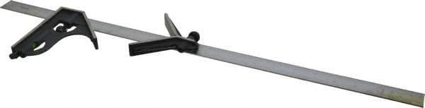 SPI - 3 Piece, 24" Combination Square Set - 1/100, 1/32, 1/50 & 1/64" (16R) Graduation, Hardened Steel Blade, Cast Iron Center & Square Head - Apex Tool & Supply