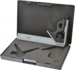 SPI - 2 Piece, 6" Combination Square Set - 1/16, 1/32, 1/64 & 1/8" (4R) Graduation, Hardened Steel Blade, Cast Iron Square Head - Apex Tool & Supply