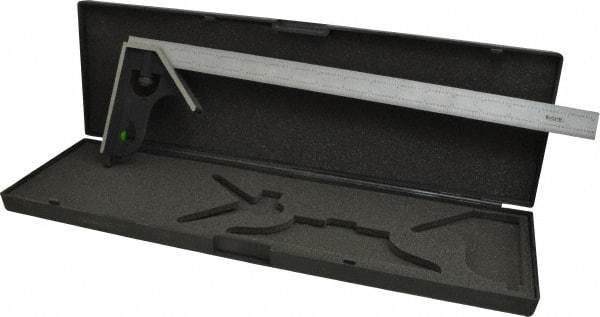 SPI - 2 Piece, 18" Combination Square Set - 1/32 & 1/64" (English/Metric) Graduation, Hardened Steel Blade, Cast Iron Square Head - Apex Tool & Supply