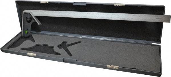 SPI - 2 Piece, 24" Combination Square Set - 1/32 & 1/64" (English/Metric) Graduation, Hardened Steel Blade, Cast Iron Square Head - Apex Tool & Supply