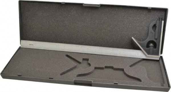 SPI - 2 Piece, 18" Combination Square Set - 1/100, 1/32, 1/50 & 1/64" (16R) Graduation, Hardened Steel Blade, Cast Iron Square Head - Apex Tool & Supply