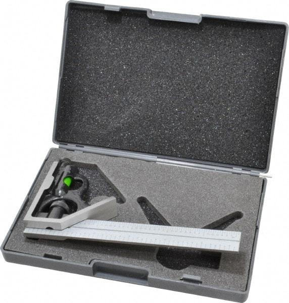 SPI - 2 Piece, 6" Combination Square Set - 1/16, 1/32, 1/64 & 1/8" (4R) Graduation, Hardened Steel Blade, Hardened Steel Square Head - Apex Tool & Supply