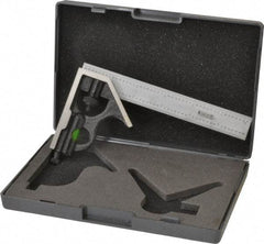 SPI - 2 Piece, 6" Combination Square Set - 1/32 & 1/64" (English/Metric) Graduation, Hardened Steel Blade, Hardened Steel Square Head - Apex Tool & Supply