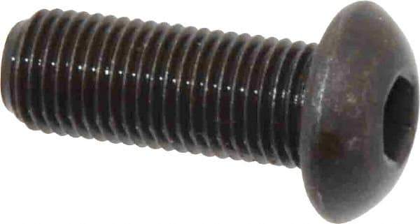 Made in USA - 3/8-24 UNF Hex Socket Drive, Button Screw - Alloy Steel, Black Oxide Finish, Fully Threaded, 1" Length Under Head - Apex Tool & Supply