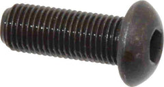 Made in USA - 3/8-24 UNF Hex Socket Drive, Button Screw - Alloy Steel, Black Oxide Finish, Fully Threaded, 1" Length Under Head - Apex Tool & Supply