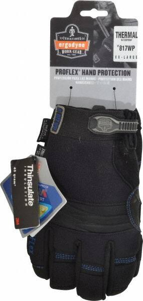 Ergodyne - Size 2XL (11) Amara Cold Protection Work Gloves - For Mechanic's & Lifting, Uncoated, Hook & Loop Cuff, Full Fingered, Black, Paired - Apex Tool & Supply
